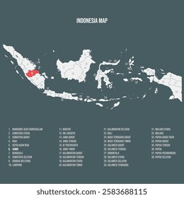 Indonesia Map with 38 Provinces - Jambi