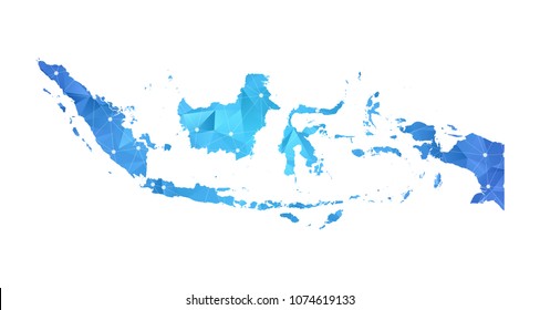 Indonesia Map - Abstract geometric rumpled triangular low poly style gradient graphic on white background , line dots polygonal design for your . Vector illustration eps 10