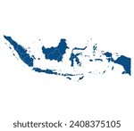 Indonesia map. Map of Indonesia in administrative provinces in blue color