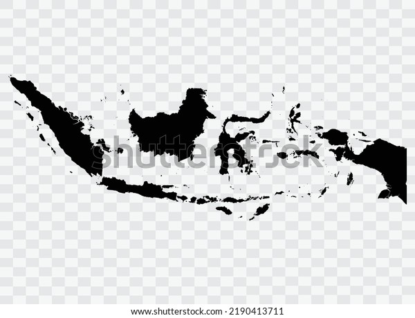 Indonesia Map black Color on Backgound png  not\
divided into cities