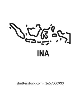 Indonesia mapea el icono de la línea negra. Frontera del país. Pictograma para página web, aplicación móvil, promoción. Elemento de diseño GUI de UI UX. Trazo editable.