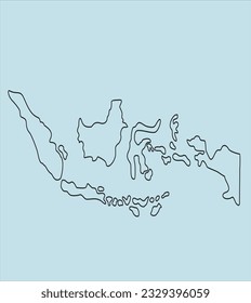 Indonesia map black tone vector isolated on blue background 
