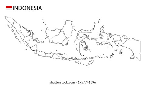 Indonesia map, black and white detailed outline regions of the country. Vector illustration