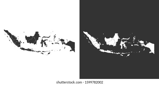 Indonesia Map With Black and White Vector