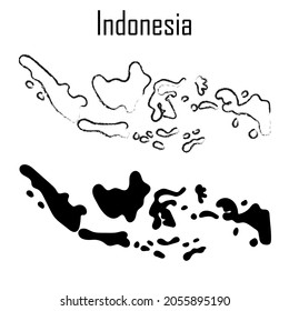 Indonesia map black and white vector illustration.