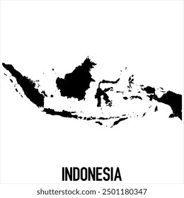 Indonesia Map - black World Map International vector template with High detailed isolated on white background - Vector