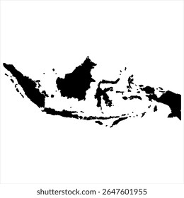 Indonesia Map - black World Map International vector template with High detailed isolated on white background - Vector