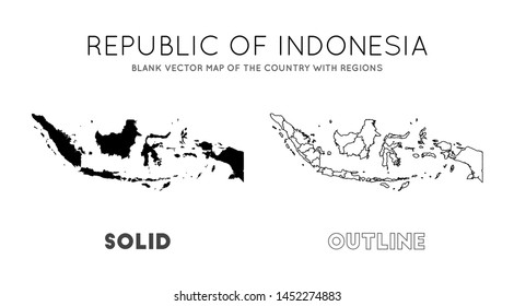 Indonesia map. Blank vector map of the country with regions. Borders of Indonesia for your infographic. Vector illustration.