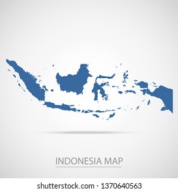 Indonesia map. Blue Indonesia map and Country name . Vector map on gray background. Symbol for your web site design map logo. app, ui, Travel vector eps10, concept Illustration.