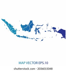 Mapa de Indonesia, color de gradiente azul , estilo infográfico , sobre fondo blanco con Map World. Malla 3D del marco de cables, mapa 3D,