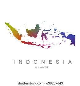 indonesia map colorful polygon vector illustrator eps 10