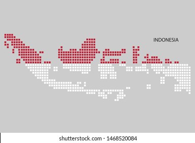 Indonesia map design flag Indonesia square, white background.