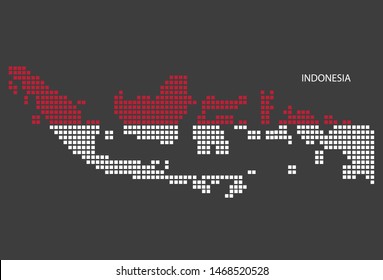 Indonesia map design flag Indonesia square, black background.