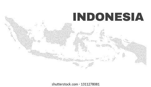 Indonesia map designed with little points. Vector abstraction in black color is isolated on a white background. Scattered little points are organized into Indonesia map.