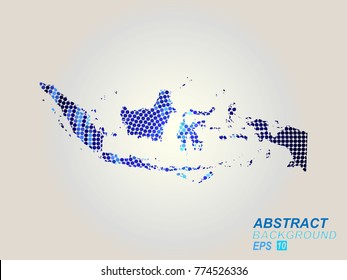 Indonesia map dots. All elements are separated Abstract linear polygonal white background. Vector illustration EPS 10 .