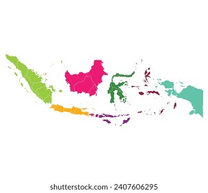 Indonesia map. Map of Indonesia in eight mains regions 