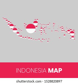 Indonesia map filled with flag-shaped circles, Indonesia map with flag