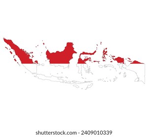 Indonesia map. Map of Indonesia with Indonesia flag