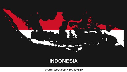 Indonesia map and flag