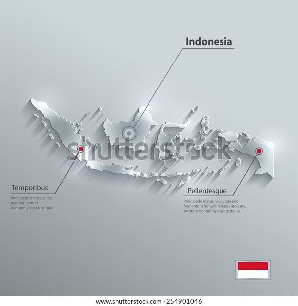 インドネシアの地図の国旗のガラスカード紙3dベクター画像 のベクター画像素材 ロイヤリティフリー