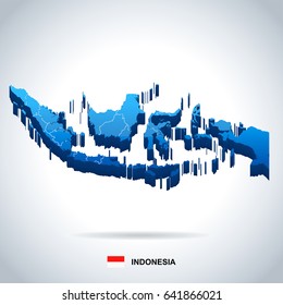 Indonesia map and flag - highly detailed vector illustration