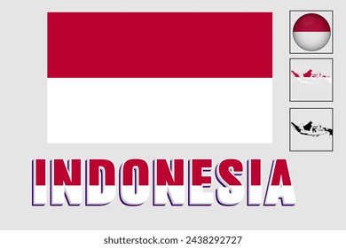 Indonesien Karte und Flagge in Vektor-Illustration