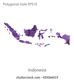 Indonesia map in geometric polygonal style.Abstract gems triangle,modern design background.Illustration vector EPS10.