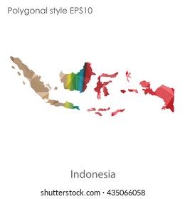 Indonesia map in geometric polygonal style.Abstract gems triangle,modern design background.Illustration vector EPS10.
