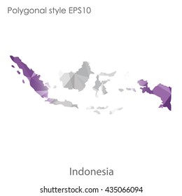 Indonesia map in geometric polygonal style.Abstract gems triangle,modern design background.Illustration vector EPS10.