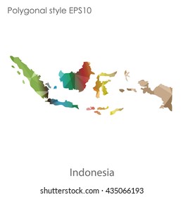 Indonesia map in geometric polygonal style.Abstract gems triangle,modern design background.Illustration vector EPS10.