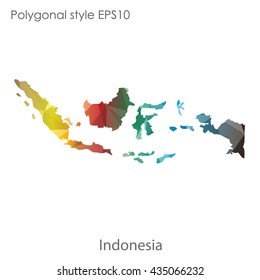 Indonesia map in geometric polygonal style.Abstract gems triangle,modern design background.Illustration vector EPS10.