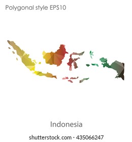 Indonesia map in geometric polygonal style.Abstract gems triangle,modern design background.Illustration vector EPS10.