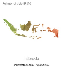 Indonesia map in geometric polygonal style.Abstract gems triangle,modern design background.Illustration vector EPS10.
