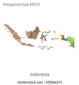 Indonesia map in geometric polygonal style.Abstract gems triangle,modern design background.Illustration vector EPS10.