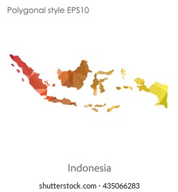 Indonesia map in geometric polygonal style.Abstract gems triangle,modern design background.Illustration vector EPS10.