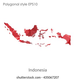 Indonesische Karte im geometrischen Polygonstil.Abstrakte Edelsteine Dreieck, moderner Design-Hintergrund.Illustrationsvektor EPS10.