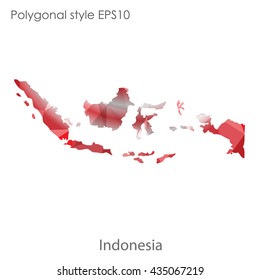 Indonesia map in geometric polygonal style.Abstract gems triangle,modern design background.Illustration vector EPS10.