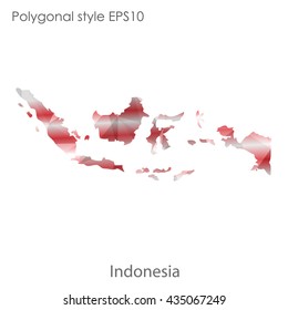 Indonesia map in geometric polygonal style.Abstract gems triangle,modern design background.Illustration vector EPS10.