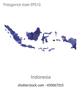 Indonesia map in geometric polygonal style.Abstract gems triangle,modern design background.Illustration vector EPS10.