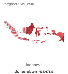 Indonesia map in geometric polygonal style.Abstract gems triangle,modern design background.Illustration vector EPS10.