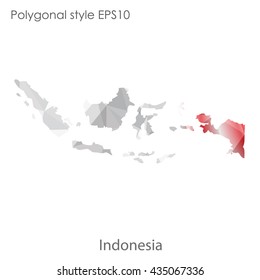 Indonesia map in geometric polygonal style.Abstract gems triangle,modern design background.Illustration vector EPS10.
