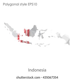 Indonesia map in geometric polygonal style.Abstract gems triangle,modern design background.Illustration vector EPS10.