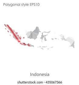 Indonesia map in geometric polygonal style.Abstract gems triangle,modern design background.Illustration vector EPS10.