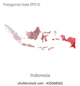 Indonesia map in geometric polygonal style.Abstract gems triangle,modern design background.Illustration vector EPS10.