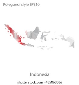 Indonesia map in geometric polygonal style.Abstract gems triangle,modern design background.Illustration vector EPS10.