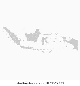 Indonesia Map Gray Color. Geographic Isolated Gray Vector Country Border Map Of Indonesia. Vector Illustration