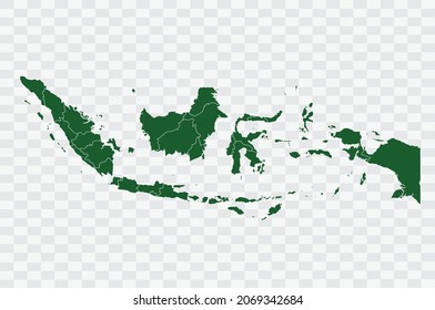 Indonesia Map Green Color on Png Backgound