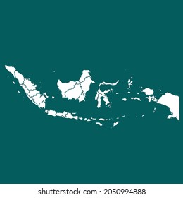 Indonesia map High Detailed. white color. on green background. Abstract design vector illustration eps 10