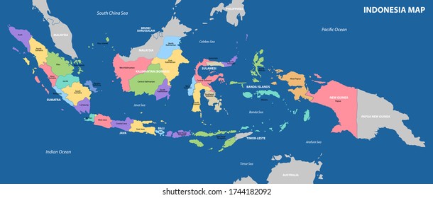 Mapa de Indonesia - ilustración vectorial altamente detallada