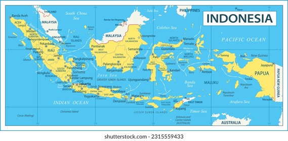 Indonesia map - highly detailed vector illustration